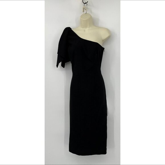 Dress the Population Tiffany one shoulder midi Black bow dress new X-Large XL - Picture 2 of 5